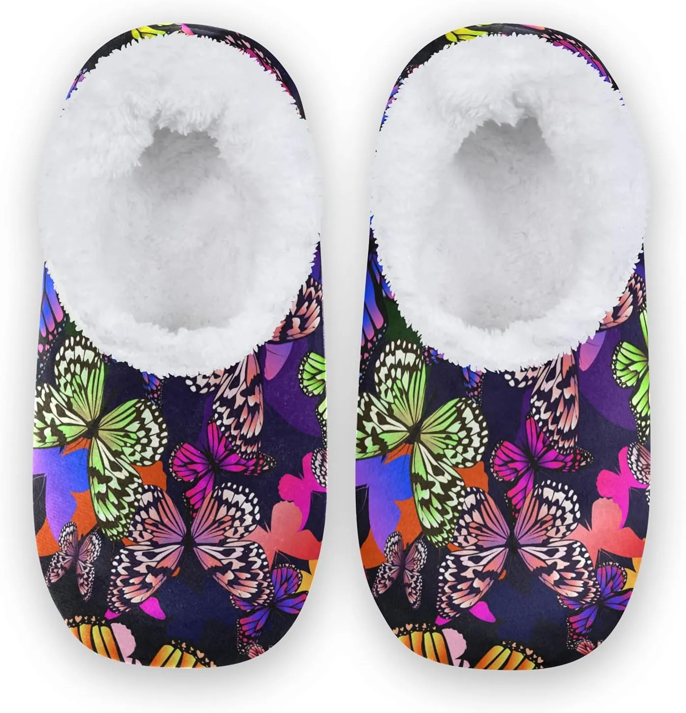 Poeticcity Unisex Fuzzy House Slippers, Warm Fur Lining Shoes, Non-Slip Memory Foam Slippers M-XXL