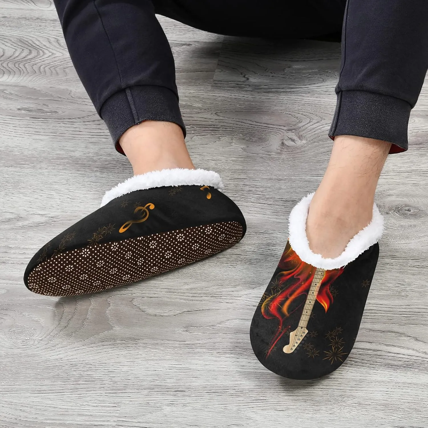 Poeticcity Unisex Fuzzy House Slippers, Warm Fur Lining Shoes, Non-Slip Memory Foam Slippers M-XXL