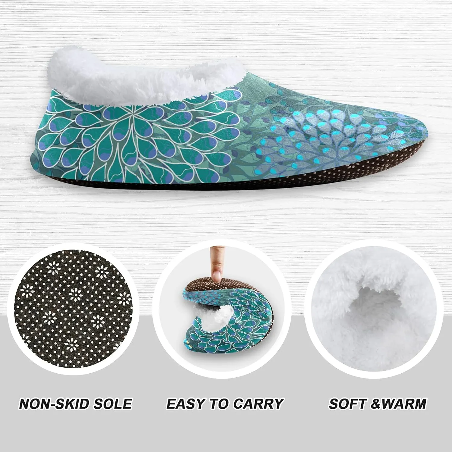 Poeticcity Unisex Fuzzy House Slippers, Warm Fur Lining Shoes, Non-Slip Memory Foam Slippers M-XXL