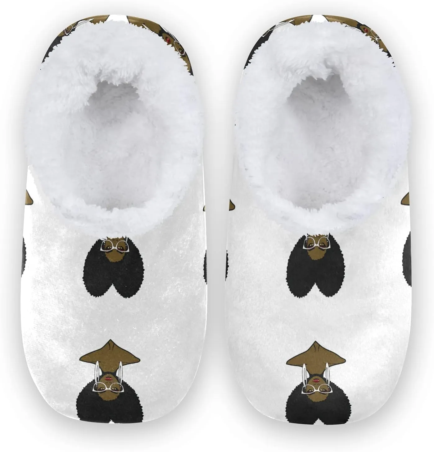 Poeticcity Unisex Fuzzy House Slippers, Warm Fur Lining Shoes, Non-Slip Memory Foam Slippers M-XXL