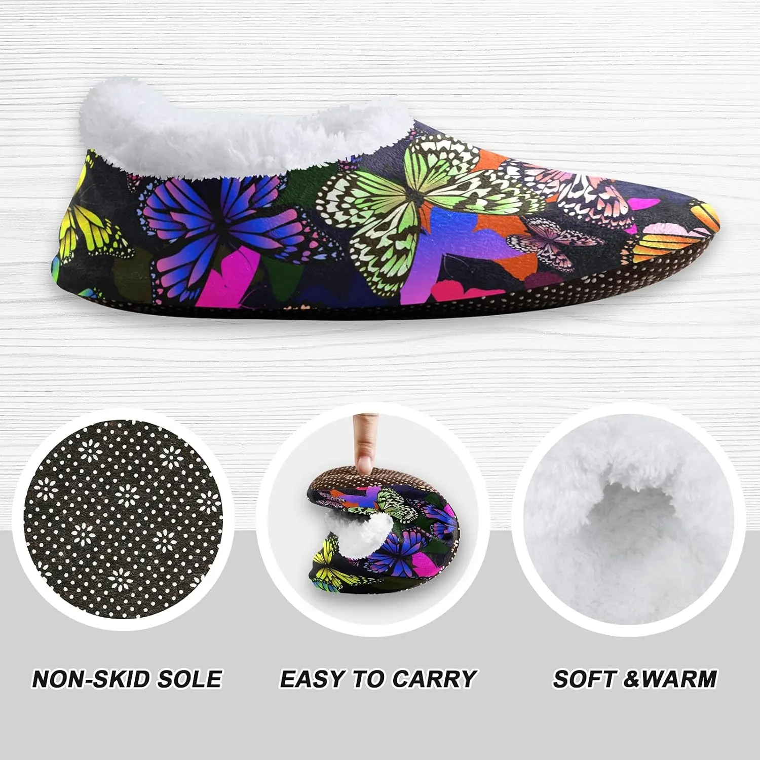 Poeticcity Unisex Fuzzy House Slippers, Warm Fur Lining Shoes, Non-Slip Memory Foam Slippers M-XXL