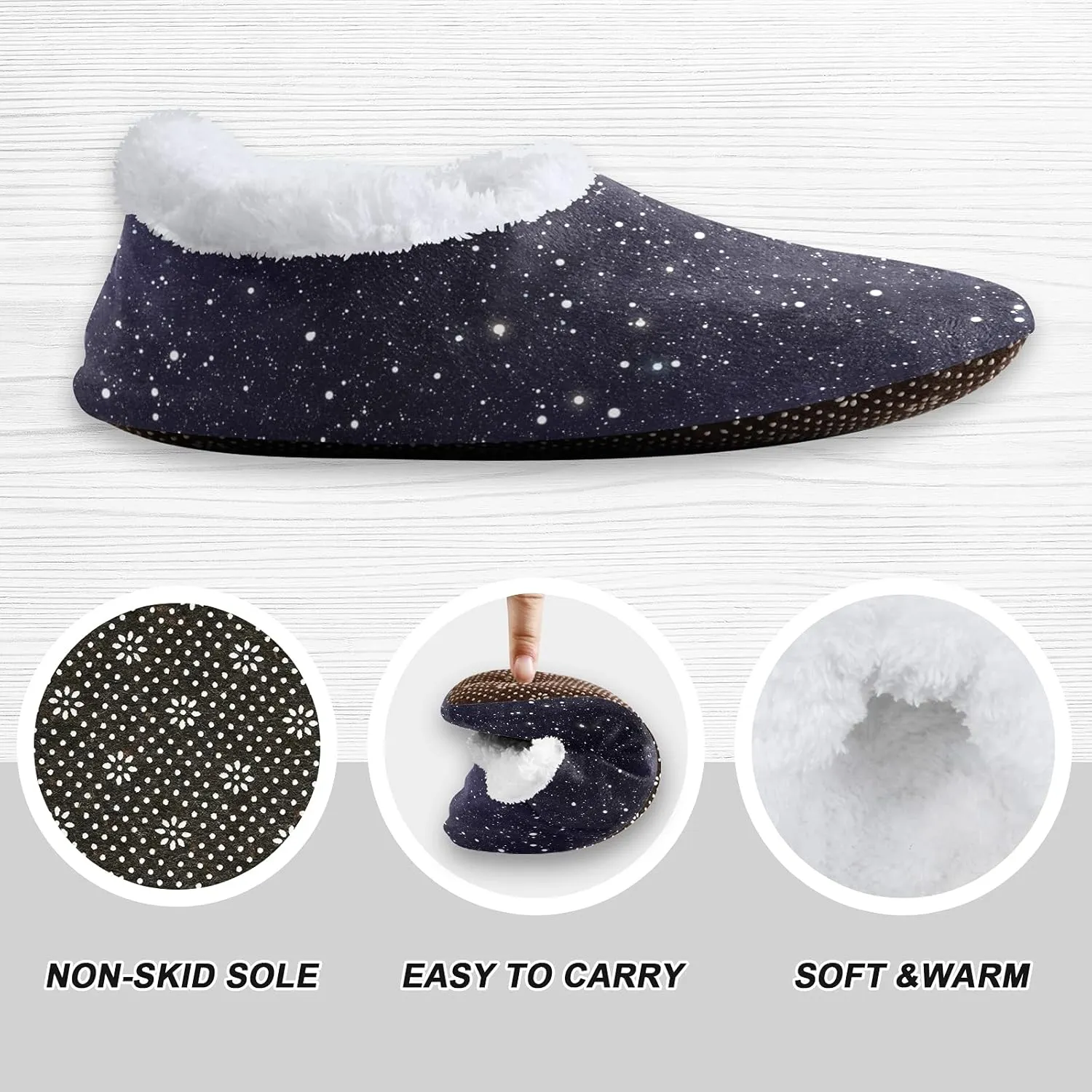 Poeticcity Unisex Fuzzy House Slippers, Warm Fur Lining Shoes, Non-Slip Memory Foam Slippers M-XXL