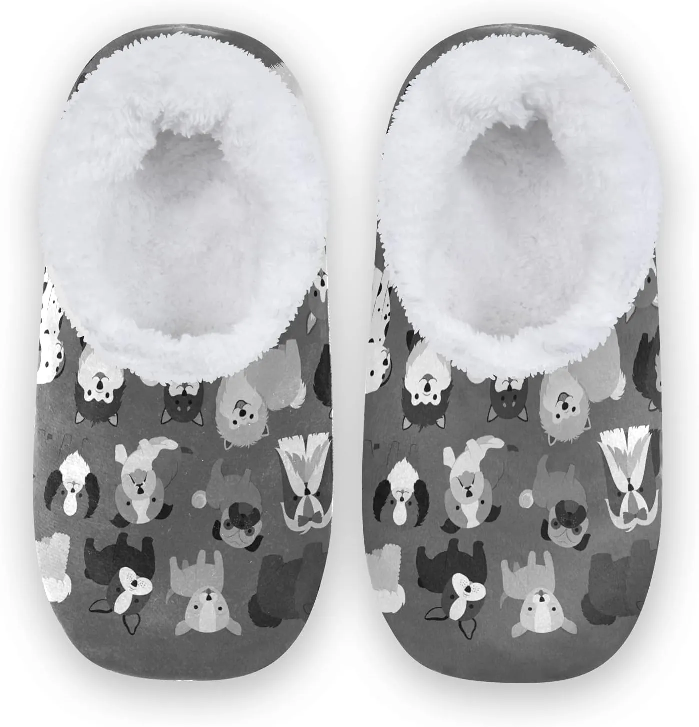Poeticcity Unisex Fuzzy House Slippers, Warm Fur Lining Shoes, Non-Slip Memory Foam Slippers M-XXL