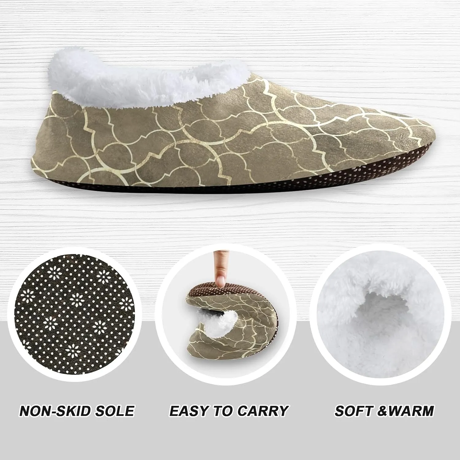 Poeticcity Unisex Fuzzy House Slippers, Warm Fur Lining Shoes, Non-Slip Memory Foam Slippers M-XXL