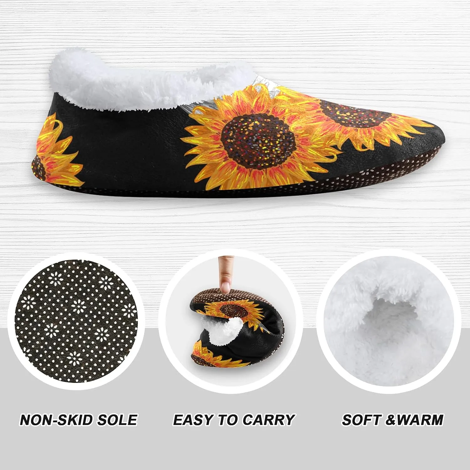 Poeticcity Unisex Fuzzy House Slippers, Warm Fur Lining Shoes, Non-Slip Memory Foam Slippers M-XXL