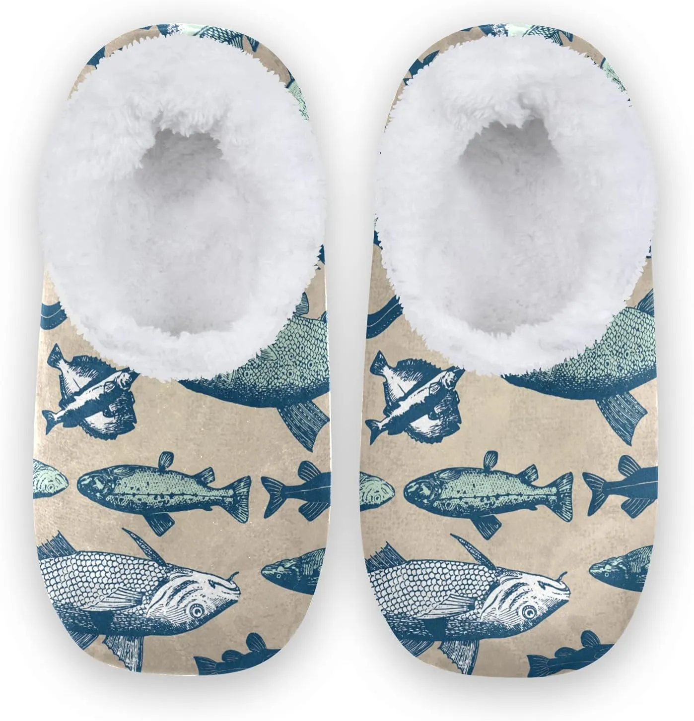 Poeticcity Unisex Fuzzy House Slippers, Warm Fur Lining Shoes, Non-Slip Memory Foam Slippers M-XXL