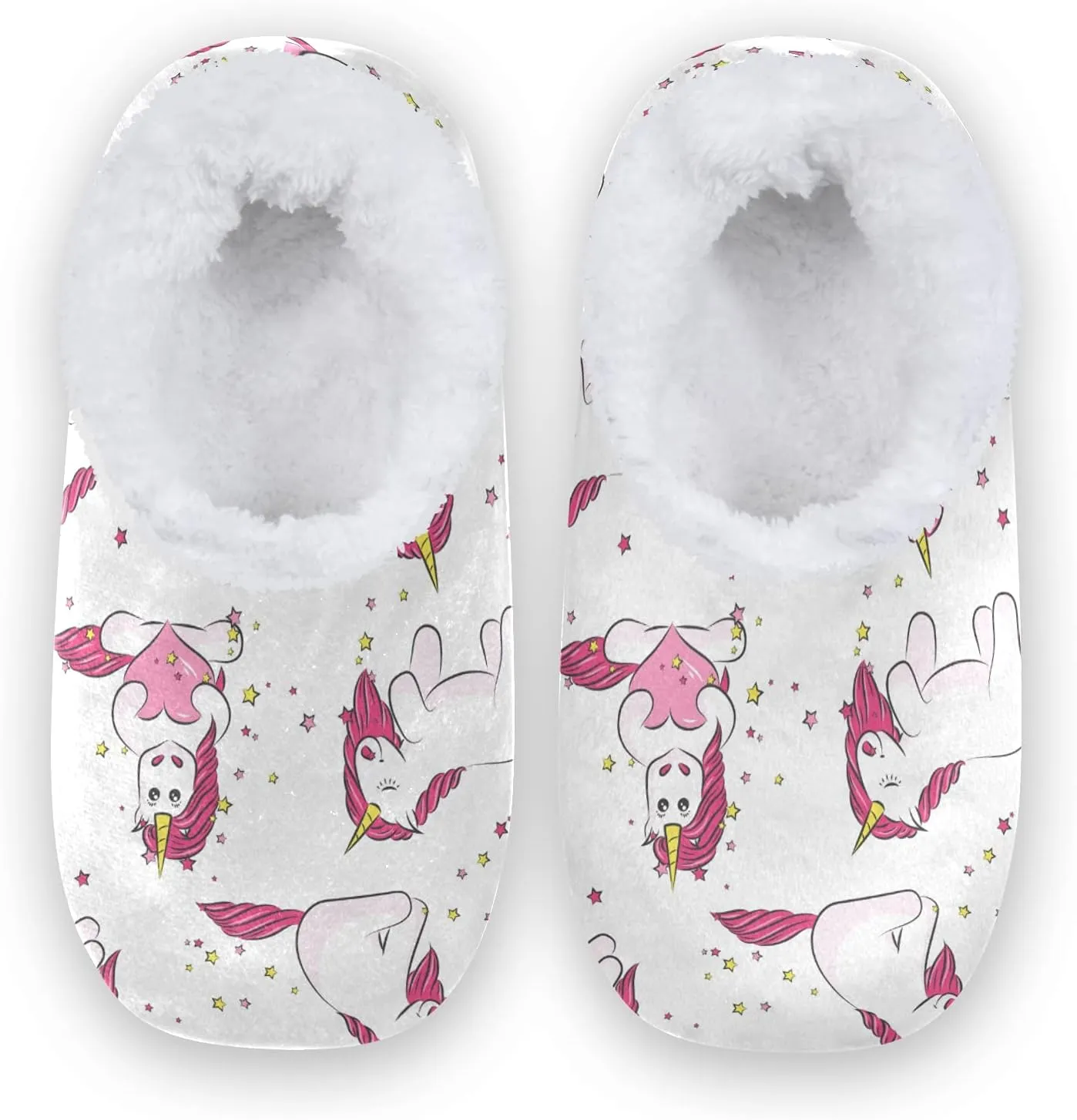 Poeticcity Unisex Fuzzy House Slippers, Warm Fur Lining Shoes, Non-Slip Memory Foam Slippers M-XXL