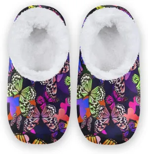 Poeticcity Unisex Fuzzy House Slippers, Warm Fur Lining Shoes, Non-Slip Memory Foam Slippers M-XXL