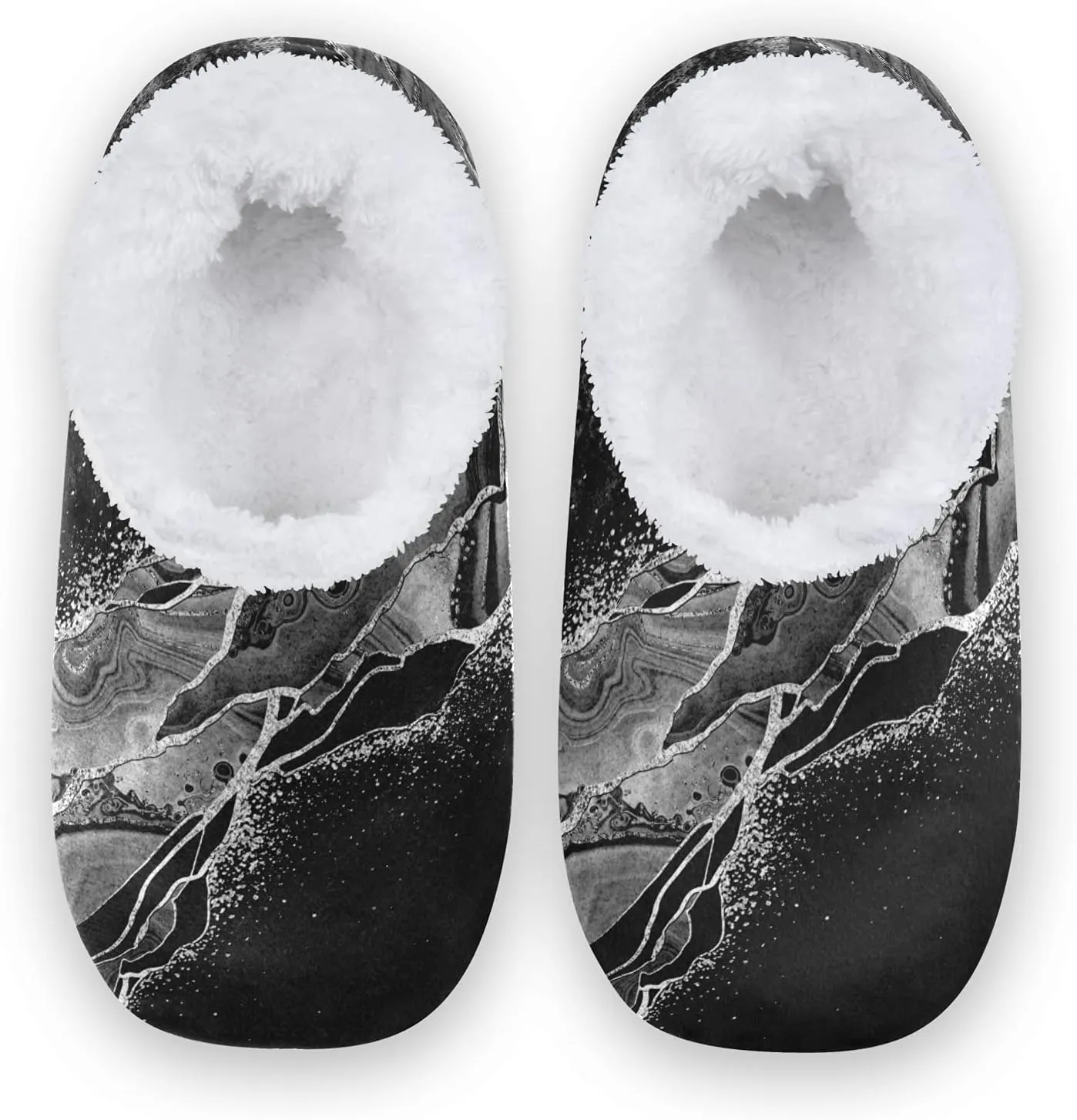 Poeticcity Unisex Fuzzy House Slippers, Warm Fur Lining Shoes, Non-Slip Memory Foam Slippers M-XXL