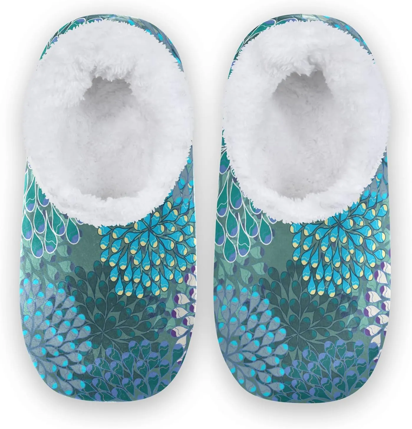 Poeticcity Unisex Fuzzy House Slippers, Warm Fur Lining Shoes, Non-Slip Memory Foam Slippers M-XXL