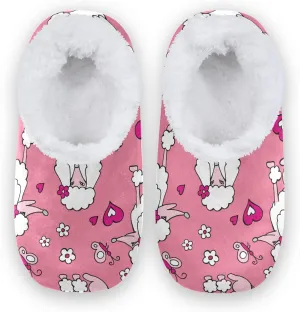 Poeticcity Unisex Fuzzy House Slippers, Warm Fur Lining Shoes, Non-Slip Memory Foam Slippers M-XXL