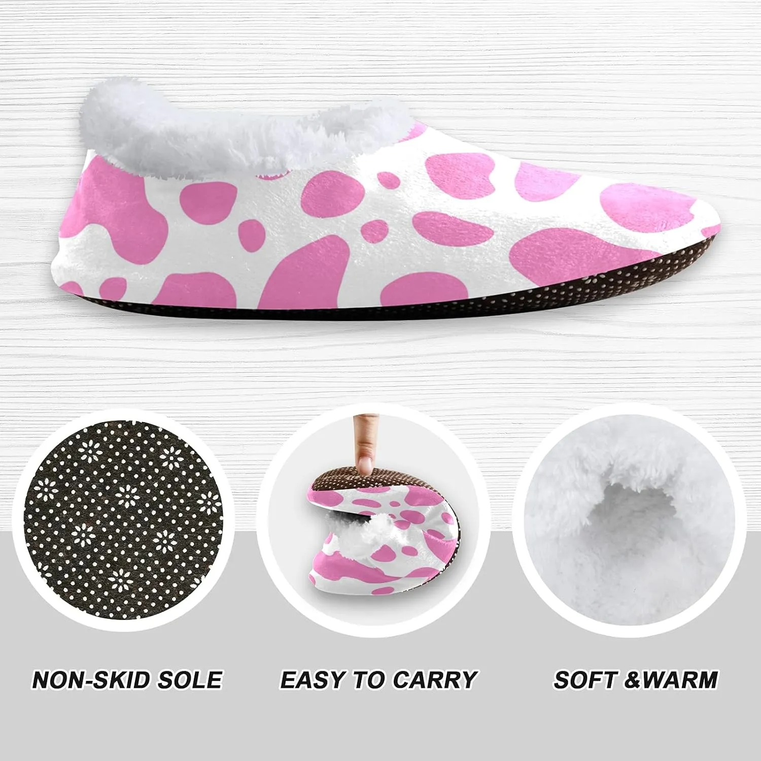Poeticcity Unisex Fuzzy House Slippers, Warm Fur Lining Shoes, Non-Slip Memory Foam Slippers M-XXL