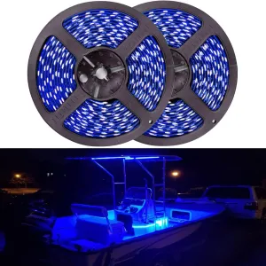 Pontoon Boat Light, Marine LED Strip for Duck Jon Bass Sailboat Kayak Flex Lighting, Deck Accent Courtesy Interior Lights for Fishing Night, Blue, 12V