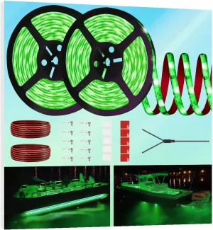 Pontoon Led Boat Lights, 12v 40FT Green Marine Led Strip Lights, Waterproof Boats Interior Light, Boat Gunnel Hull Light, Boats Deck Lighting, Night Fishing Lighting for Bass Jon Yacht
