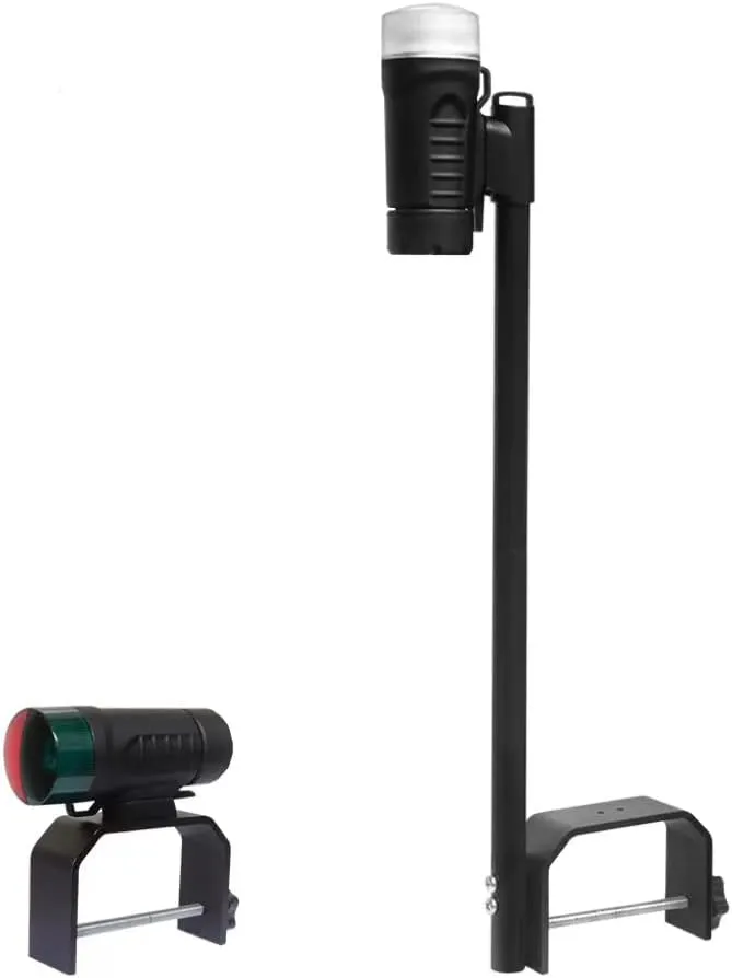 Portable Battery Power Boat Navigation Light - Bow and Stern for Pontoon and Small Boat (Black)