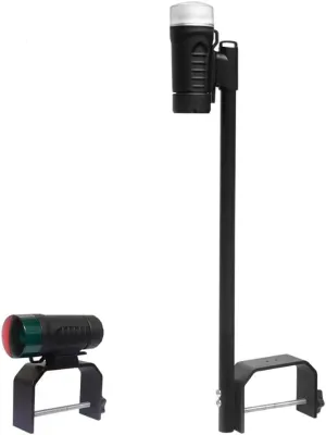 Portable Battery Power Boat Navigation Light - Bow and Stern for Pontoon and Small Boat (Black)