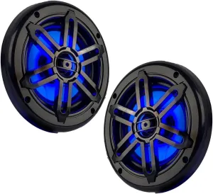 Power Acoustik MFL-65WB 6.5″ Waterproof Marine Blue LED Coaxial Speakers (Pair)