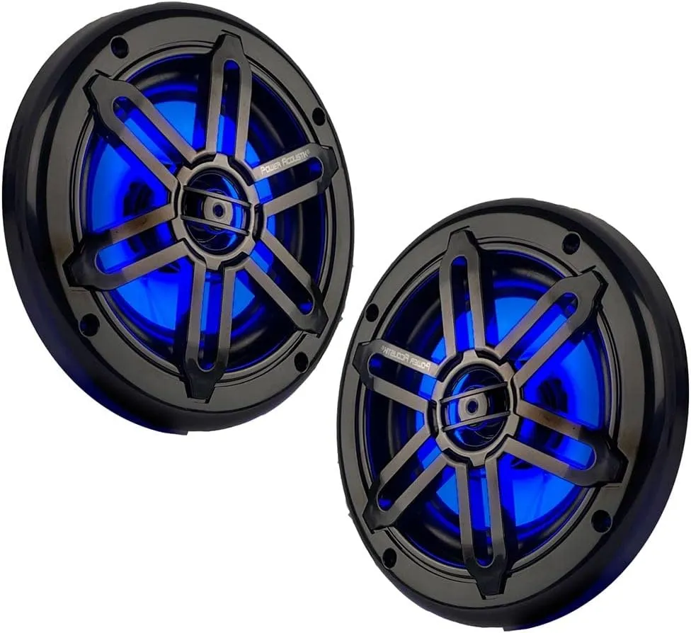 Power Acoustik MFL-65WB 6.5″ Waterproof Marine Blue LED Coaxial Speakers (Pair)