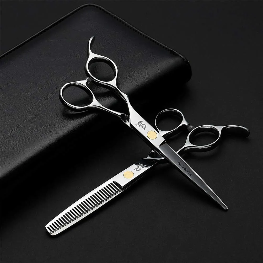 Professional Left-Hand Hairdressing Scissors Set, Hair Cutting Scissors Thinning Teeth Shears Set, Hairdressing Shears Set for Barber, Salon, Home,7 Piece Set