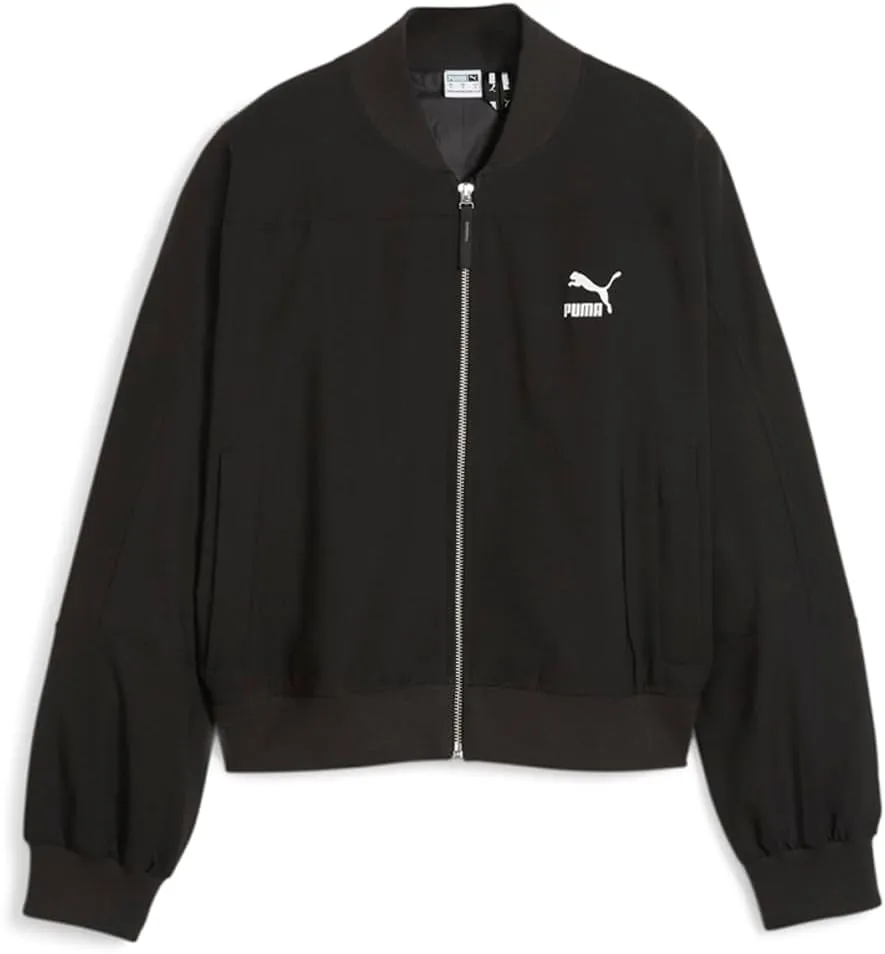 PUMA Womens Classics Shiny Bomber Jacket Athletic Outerwear Casual - Black - Size M