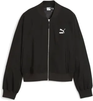 PUMA Womens Classics Shiny Bomber Jacket Athletic Outerwear Casual - Black - Size M