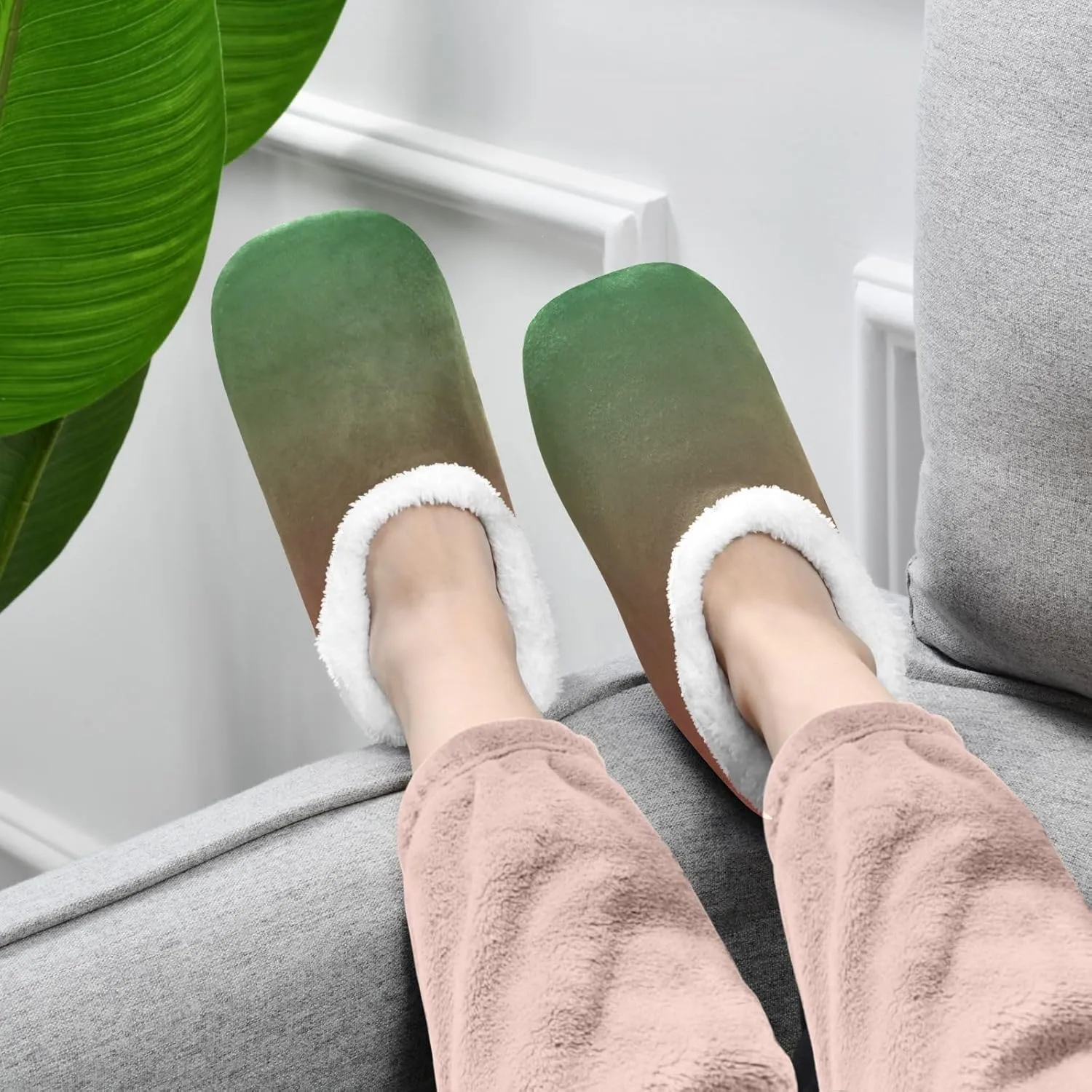 Purple Rose Gradient House Slippers Non-Slip Soft Comfy Slippers for Wedding
