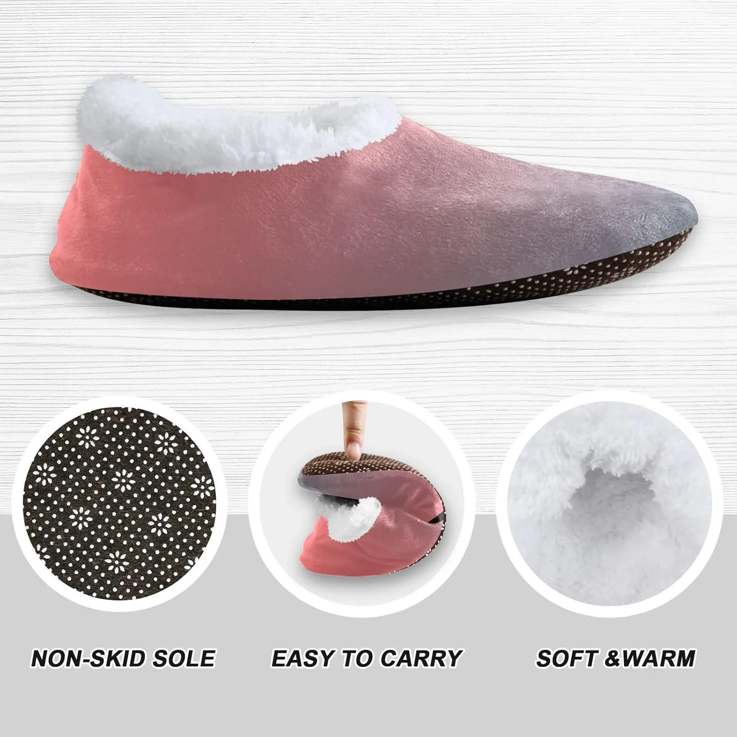 Purple Rose Gradient House Slippers Non-Slip Soft Comfy Slippers for Wedding