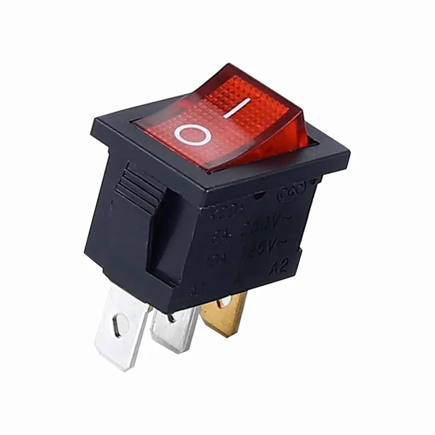 PURYN 5Pcs KCD1 Boat Car Rocker Switch 6A/10A 250V/125V AC ON-Off on-Off-on 250VAC 6A 125VAC 10A with Led Light 220V(2PIN Black)