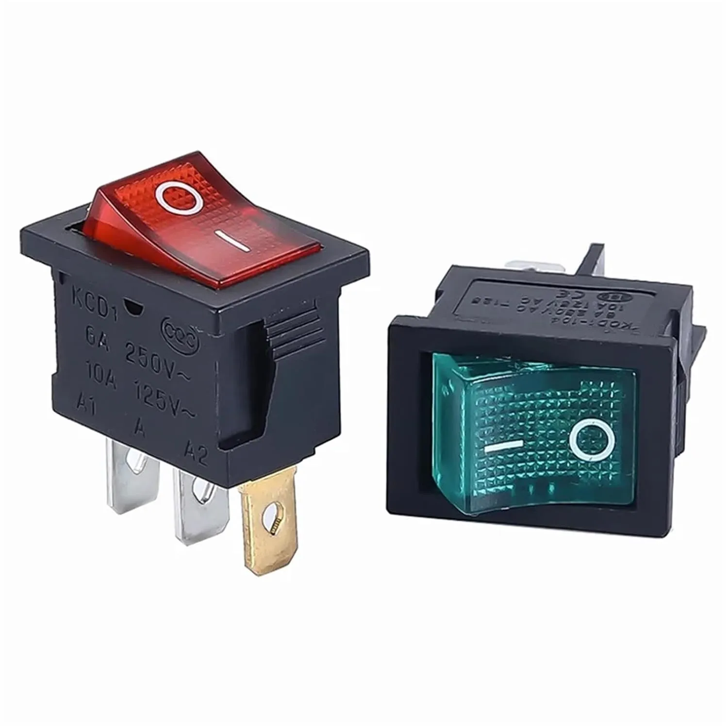 PURYN 5Pcs KCD1 Boat Car Rocker Switch 6A/10A 250V/125V AC ON-Off on-Off-on 250VAC 6A 125VAC 10A with Led Light 220V(2PIN Black)