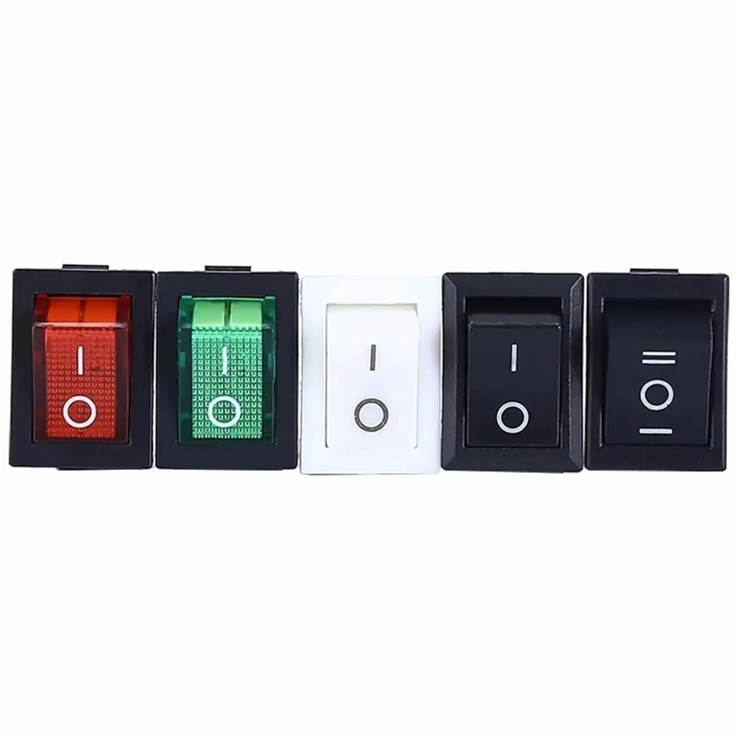 PURYN 5Pcs KCD1 Boat Car Rocker Switch 6A/10A 250V/125V AC ON-Off on-Off-on 250VAC 6A 125VAC 10A with Led Light 220V(2PIN Black)