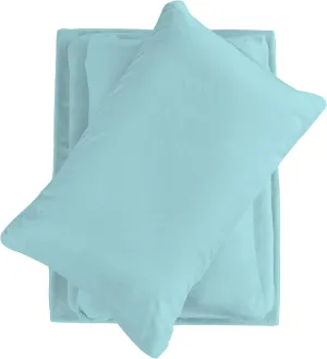 Queen Micro Fleece Sheets Set, 4-Piece Queen Size Bed Sheet Set, Plush Velvet Fleece Sheet Set with 15" Deep Pocket Fitted Sheet, Flat Sheet, 2 Pillowcase, Soft and Warm, Aqua