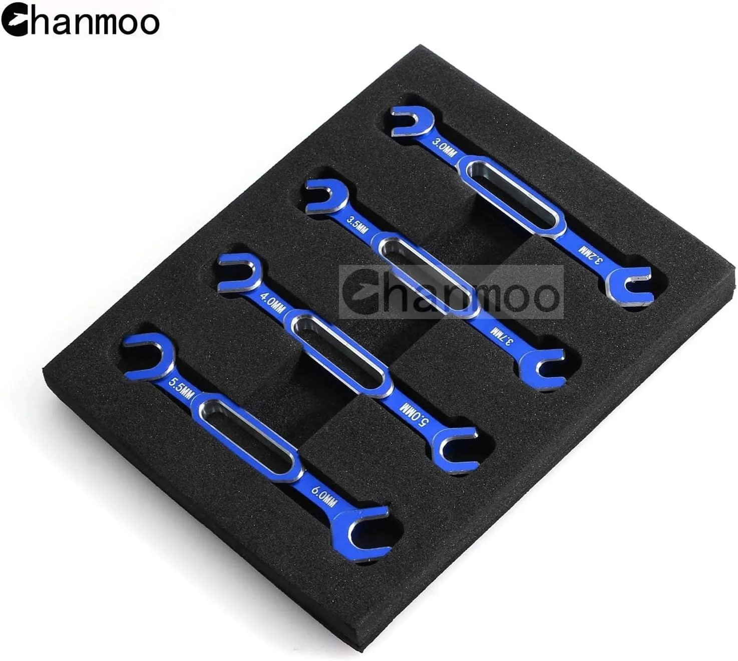 RC Aluminum Alloy Wrench Turnbuckle Nut Ball 3.0/3.2/3.5/3.7/4.0/5.0/5.5/6.0mm Joint Remover Universal Repair Tools Set for RC Crawler Truck Off Road Car Boat Drone Airplane (Bule)