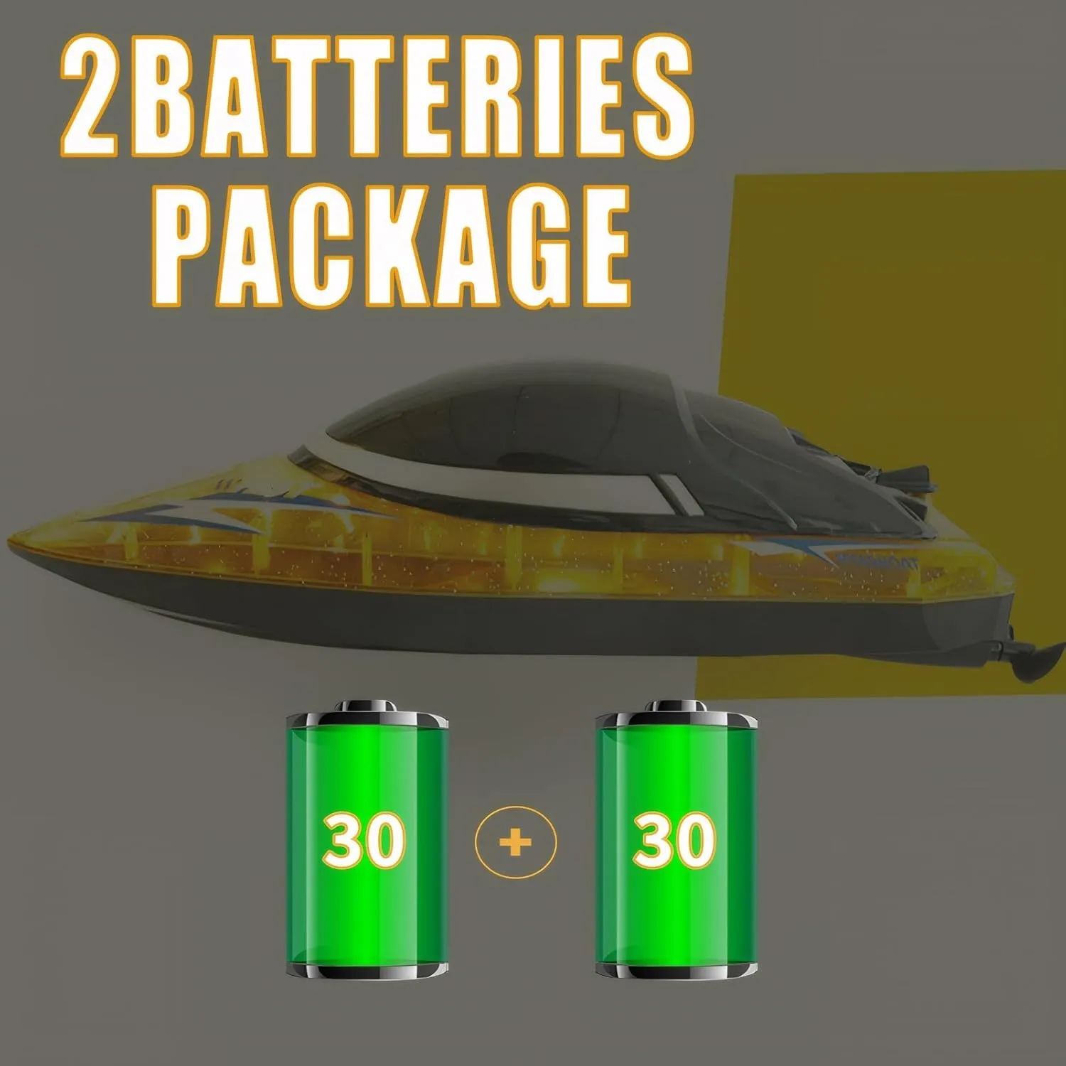 RC Boat with 2 Rechargeable Battery, 30  MPH Fast Remote Control Boat with Storage Package, 2.4G Large RC Electric Boats Pool and Lakes Toys with LED Lights for Adults and Kid