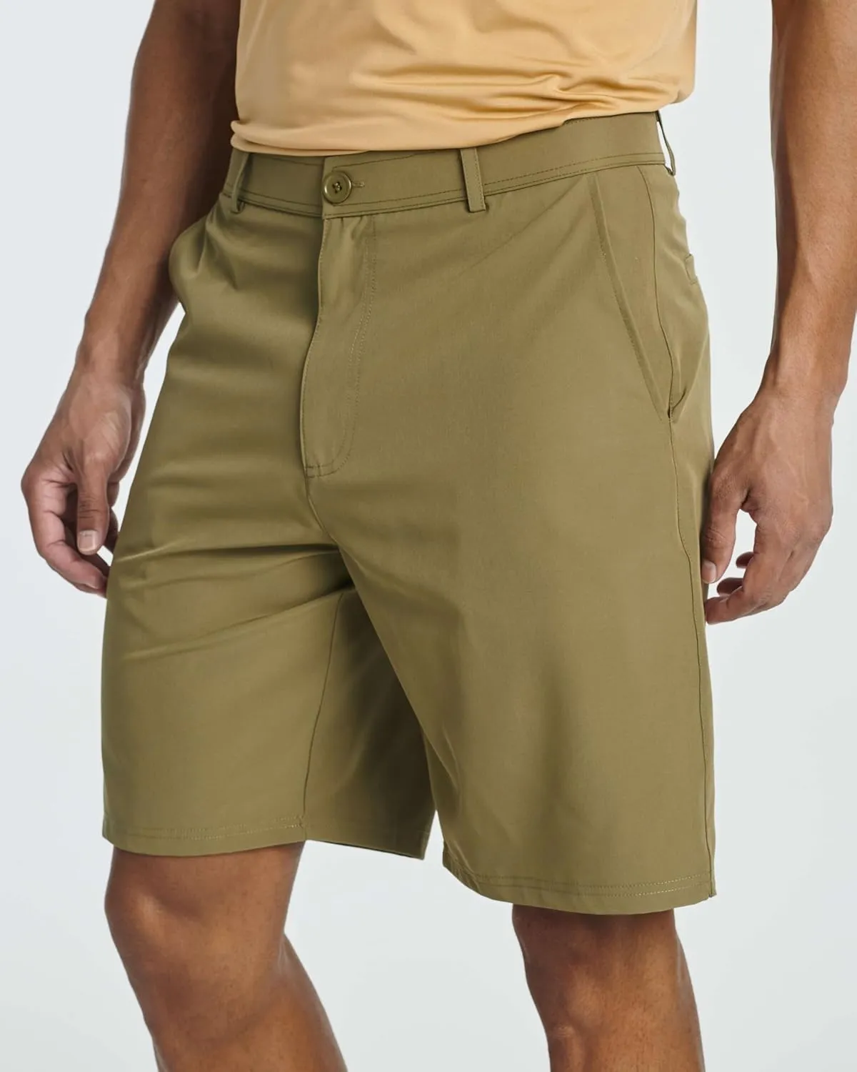 Real Essentials 3 Pack: Mens 9" Golf Shorts Pockets - Flat Front Casual Work Workout Active Hiking Sport