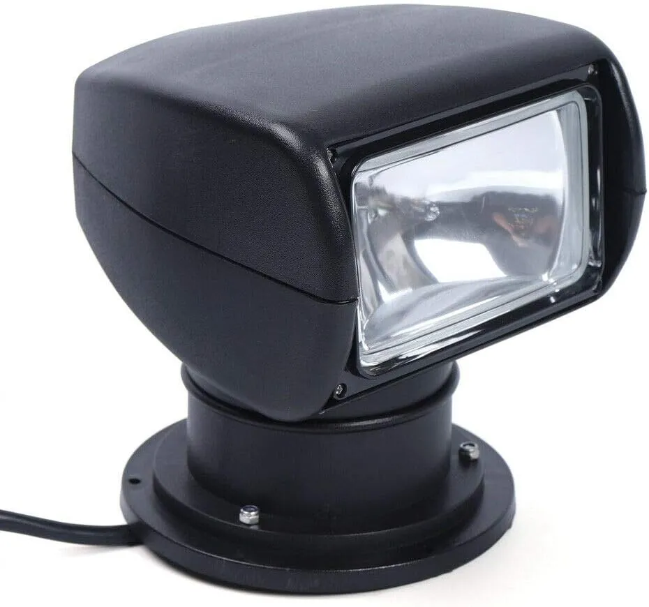 Remote Control Spotlight Marine Boat Searchlight Spot Light Work Light 360 Degree Rotation 100W Bulb 12V with Remote Control for Boat Truck Car