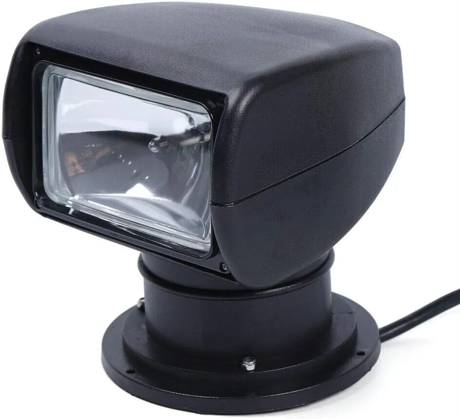 Remote Control Spotlight Marine Boat Searchlight Spot Light Work Light 360 Degree Rotation 100W Bulb 12V with Remote Control for Boat Truck Car