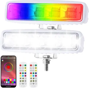 RGBW LED Boat Lights FUNZING RGBW Waterproof LED Marine Light Bar, 2 Pack 12V 6800LMS White Light 6500K for Deck Dock Off-Road Truck SUV Workshop Yacht Port Sailboat