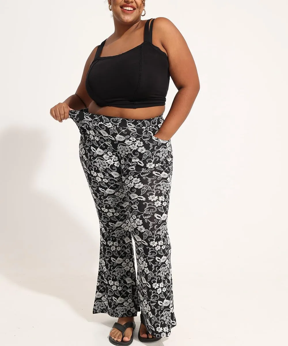 RITERA Plus Size Pants for Women Long Flared Pants Oversized Boot Cut Leggings Tummy Control Bell-Bottoms Basic Tight