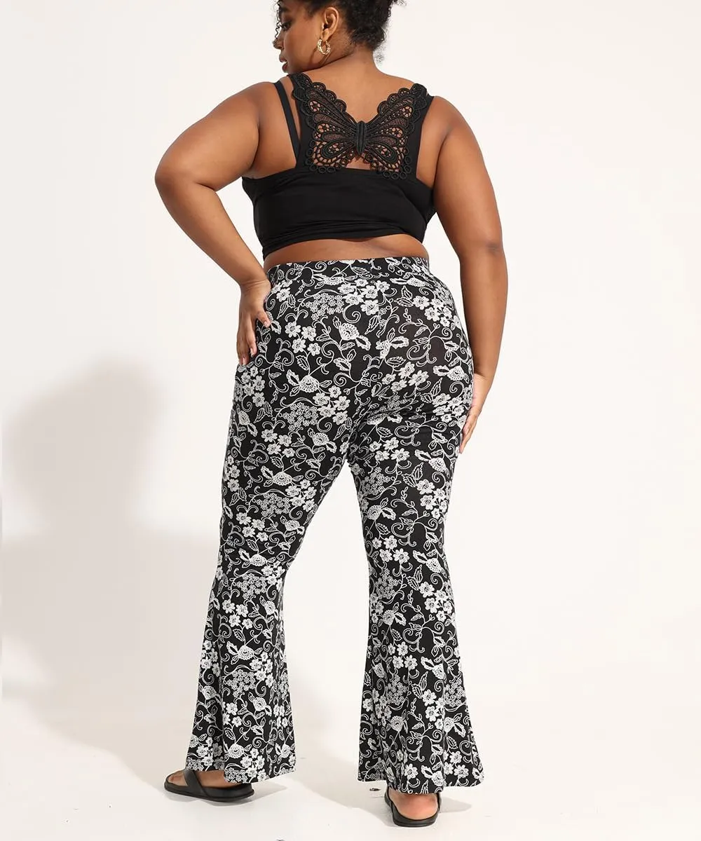 RITERA Plus Size Pants for Women Long Flared Pants Oversized Boot Cut Leggings Tummy Control Bell-Bottoms Basic Tight