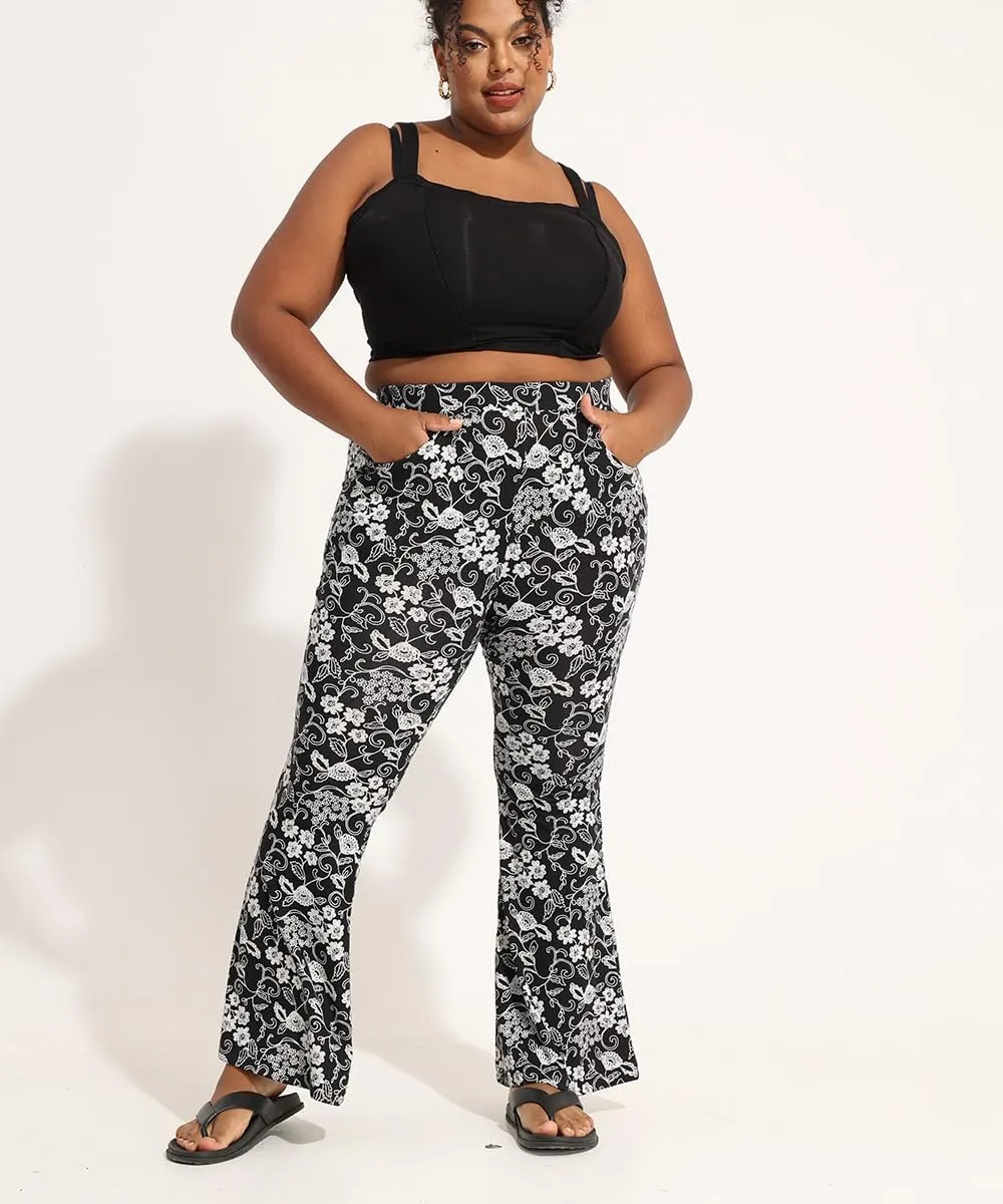 RITERA Plus Size Pants for Women Long Flared Pants Oversized Boot Cut Leggings Tummy Control Bell-Bottoms Basic Tight