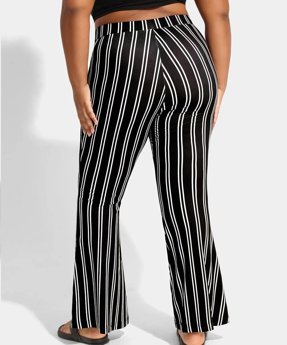 RITERA Plus Size Pants for Women Long Flared Pants Oversized Boot Cut Leggings Tummy Control Bell-Bottoms Basic Tight