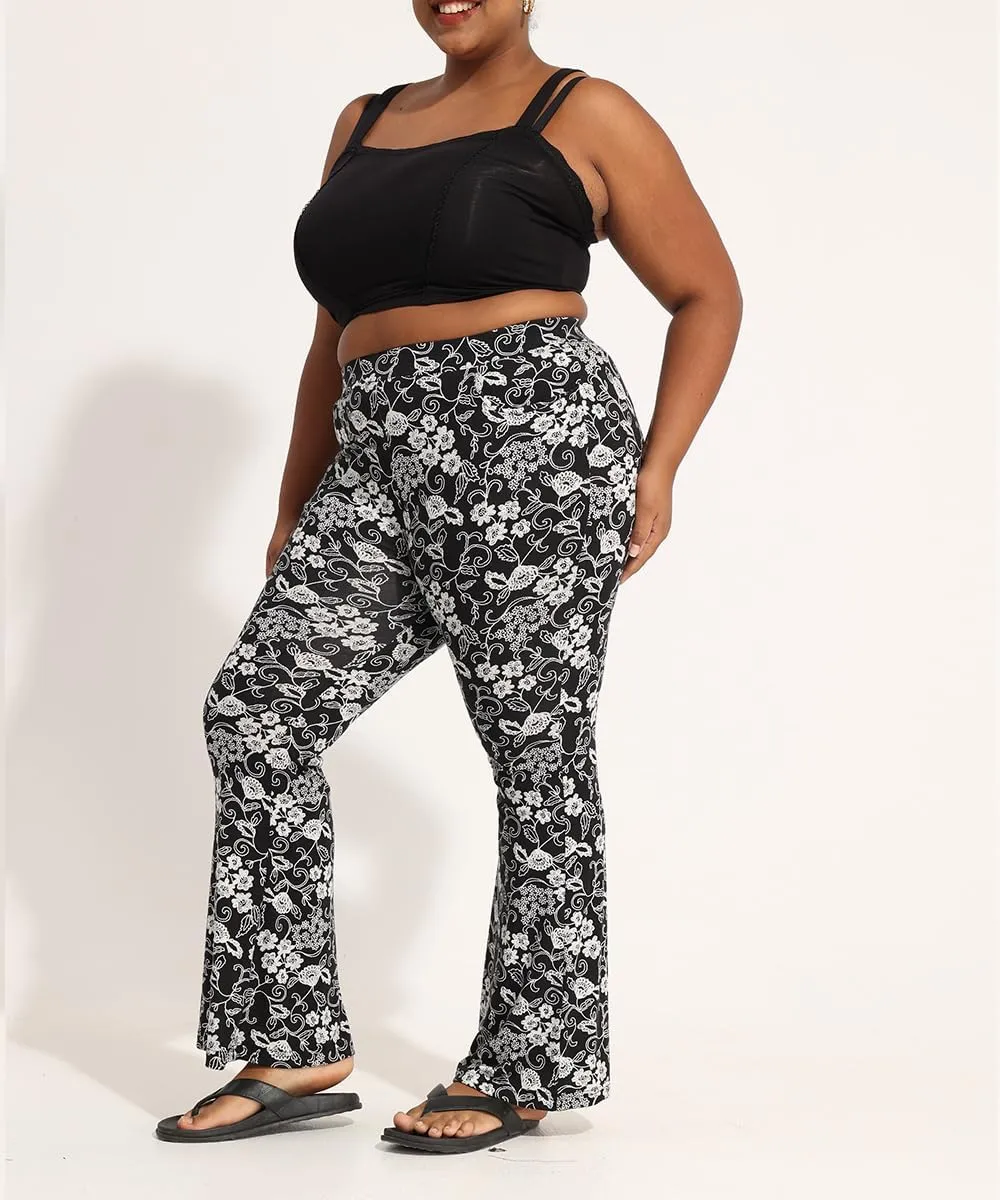 RITERA Plus Size Pants for Women Long Flared Pants Oversized Boot Cut Leggings Tummy Control Bell-Bottoms Basic Tight