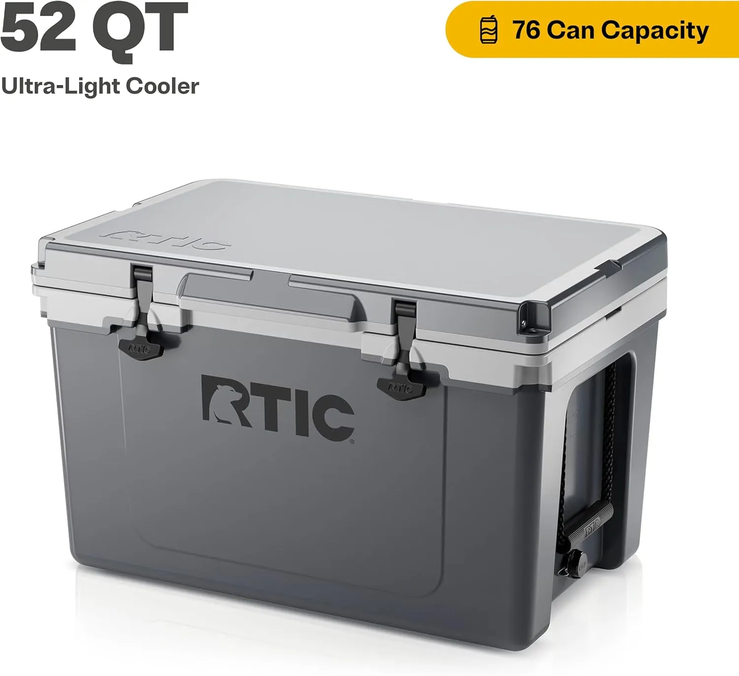 RTIC Ultra-Light 52 Quart Hard Cooler Insulated Portable Ice Chest Box for Beach, Drink, Beverage, Camping, Picnic, Fishing, Boat, Barbecue, 30% Lighter Than Rotomolded Coolers