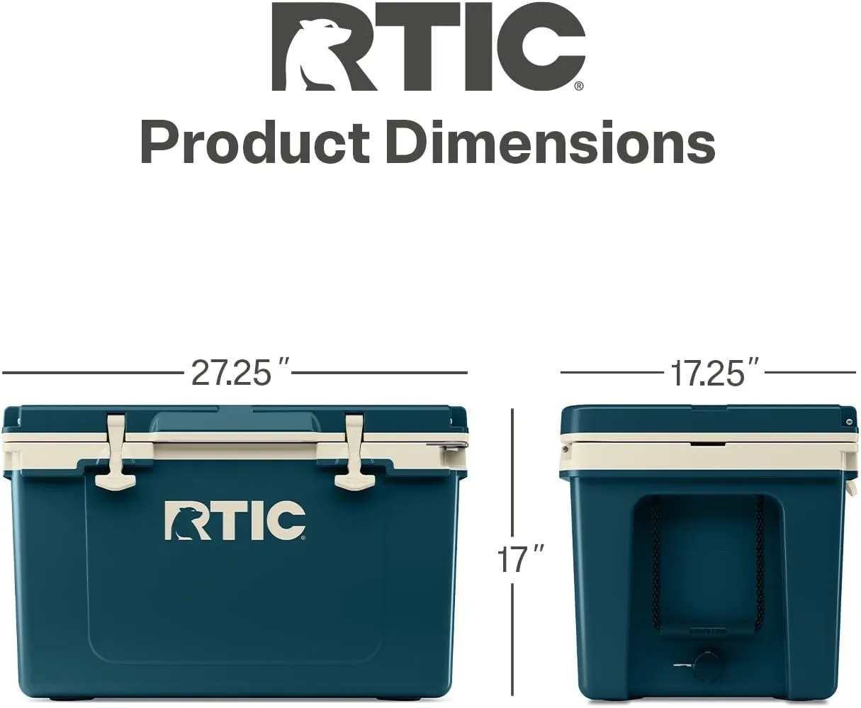 RTIC Ultra-Light 52 Quart Hard Cooler Insulated Portable Ice Chest Box for Beach, Drink, Beverage, Camping, Picnic, Fishing, Boat, Barbecue, 30% Lighter Than Rotomolded Coolers