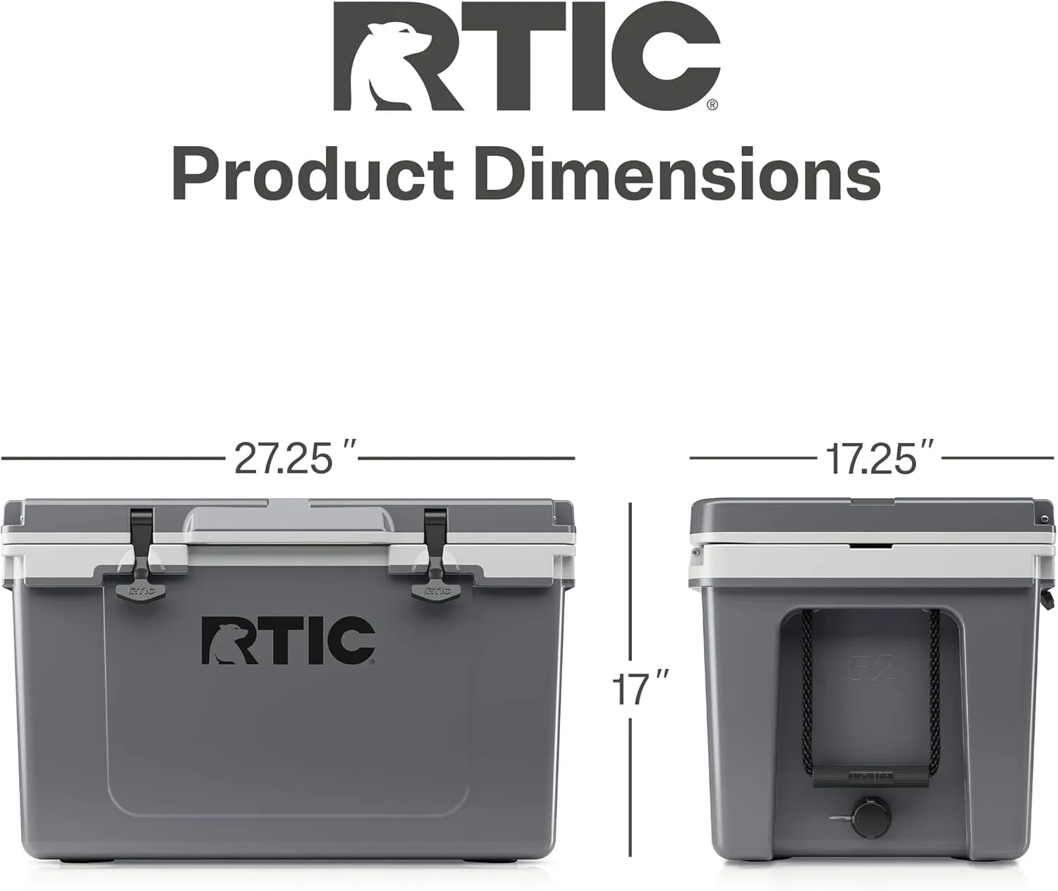 RTIC Ultra-Light 52 Quart Hard Cooler Insulated Portable Ice Chest Box for Beach, Drink, Beverage, Camping, Picnic, Fishing, Boat, Barbecue, 30% Lighter Than Rotomolded Coolers