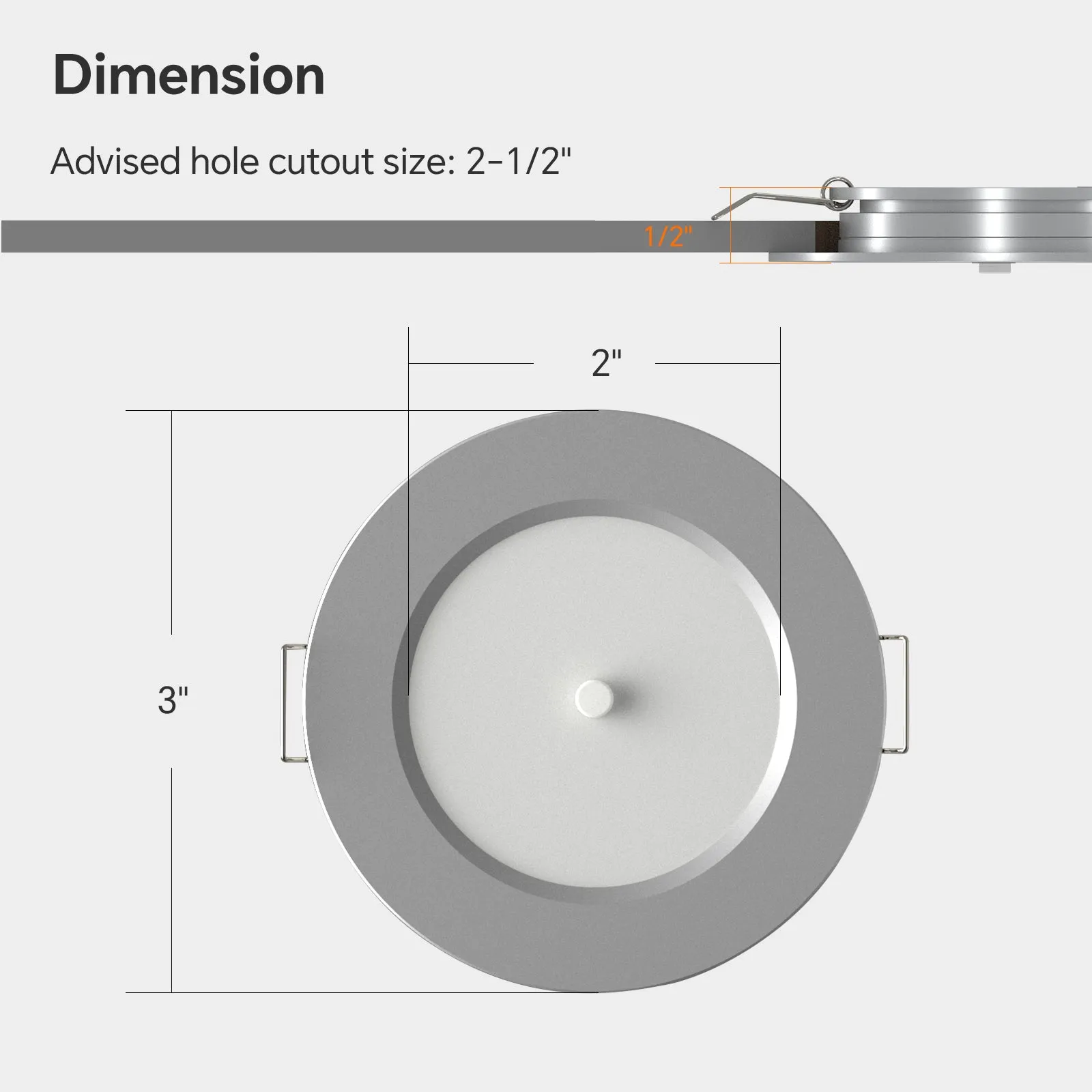 RV 12V Bi-color LED Puck Light, Recessed Mount with Integral Switch for Under Cabinet Lighting, 3” 3W Dual Color