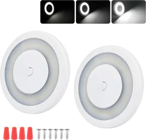 RV Boat LED Ceiling Dome Light 12V 600LM RV Puck Light Dimmable Disk Light with Dimmer Switch RV Interior Lighting for RV Boat Camper Trailer Motorhome