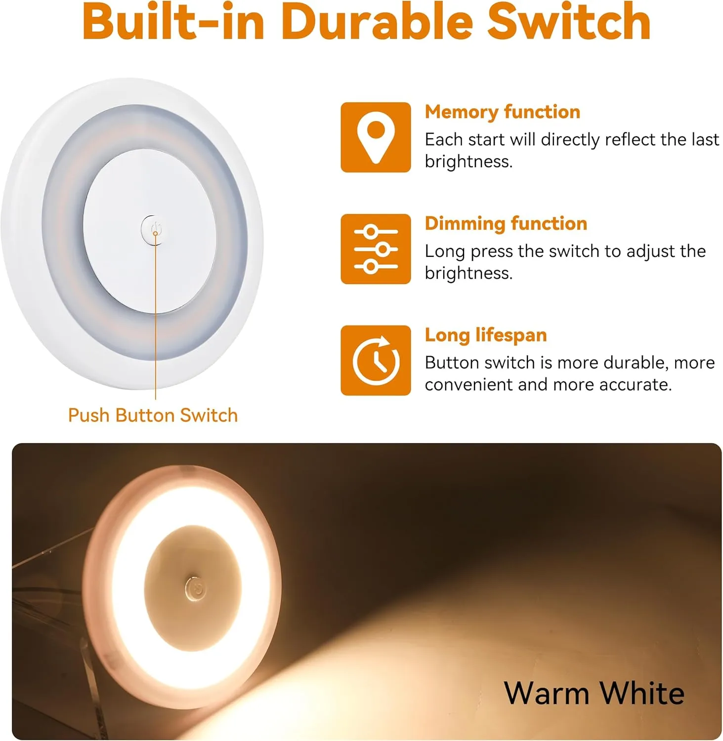 RV Boat LED Ceiling Dome Light 12V 600LM RV Puck Light Dimmable Disk Lighting with Dimmer Switch RV Interior Lighting for Boat Camper Trailer Motorhome
