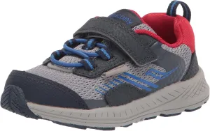 Saucony Wind Shield Alternative Closure Jr. Running Shoe, Navy/Grey/Red, 4.5 US Unisex Little Kid