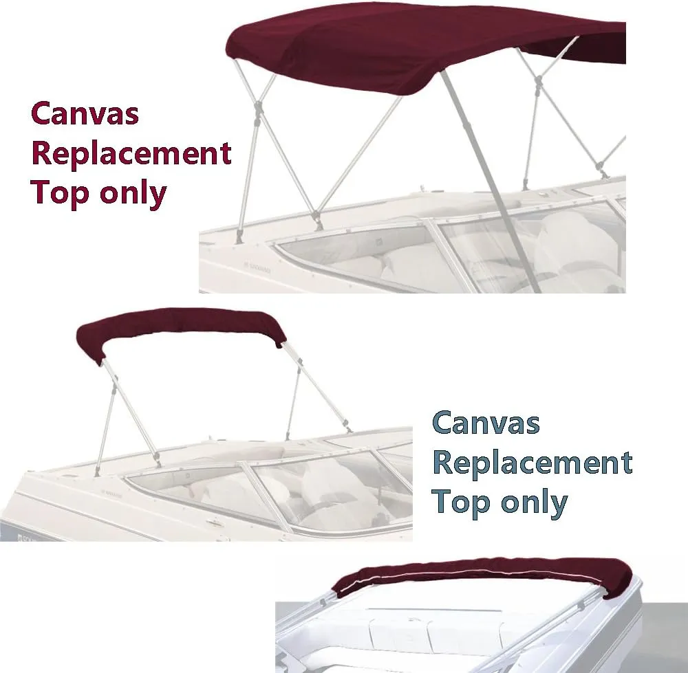 SavvyCraft 4 Bow Bimini Top Replacement Cover 9 Colors Options 8ft and 10ft Long, Durable Marine Grade Canvas Sun Shade Boat Canopy, Easy Install Zipper Sleeves, Replacement Canvas Only No Fram